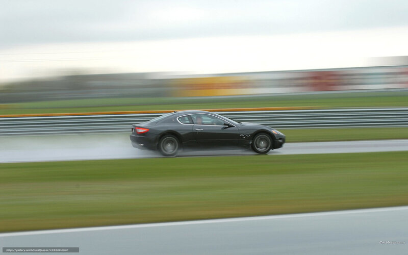 Maserati on wet racetrack