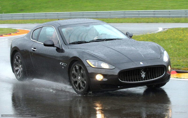 Maserati on wet racetrack