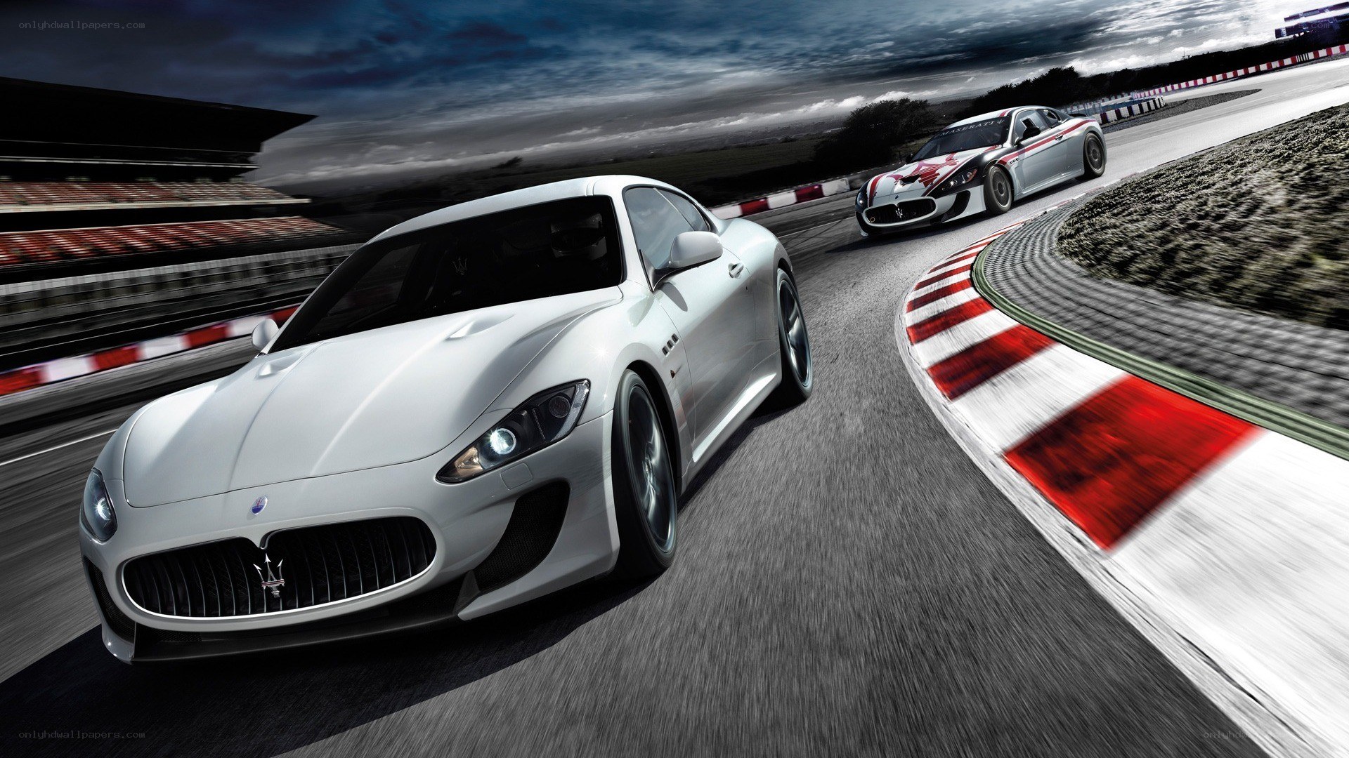 Maserati racing on a track