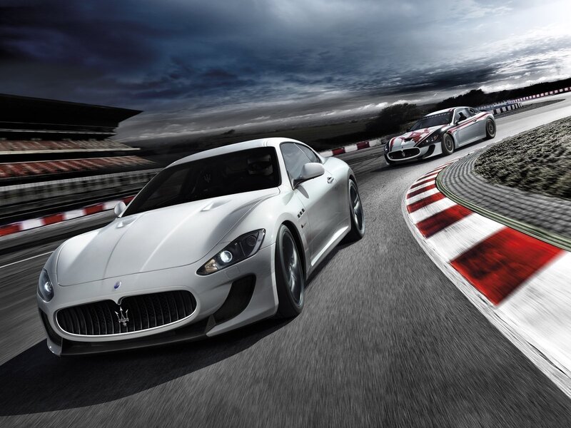 Maserati racing on a track