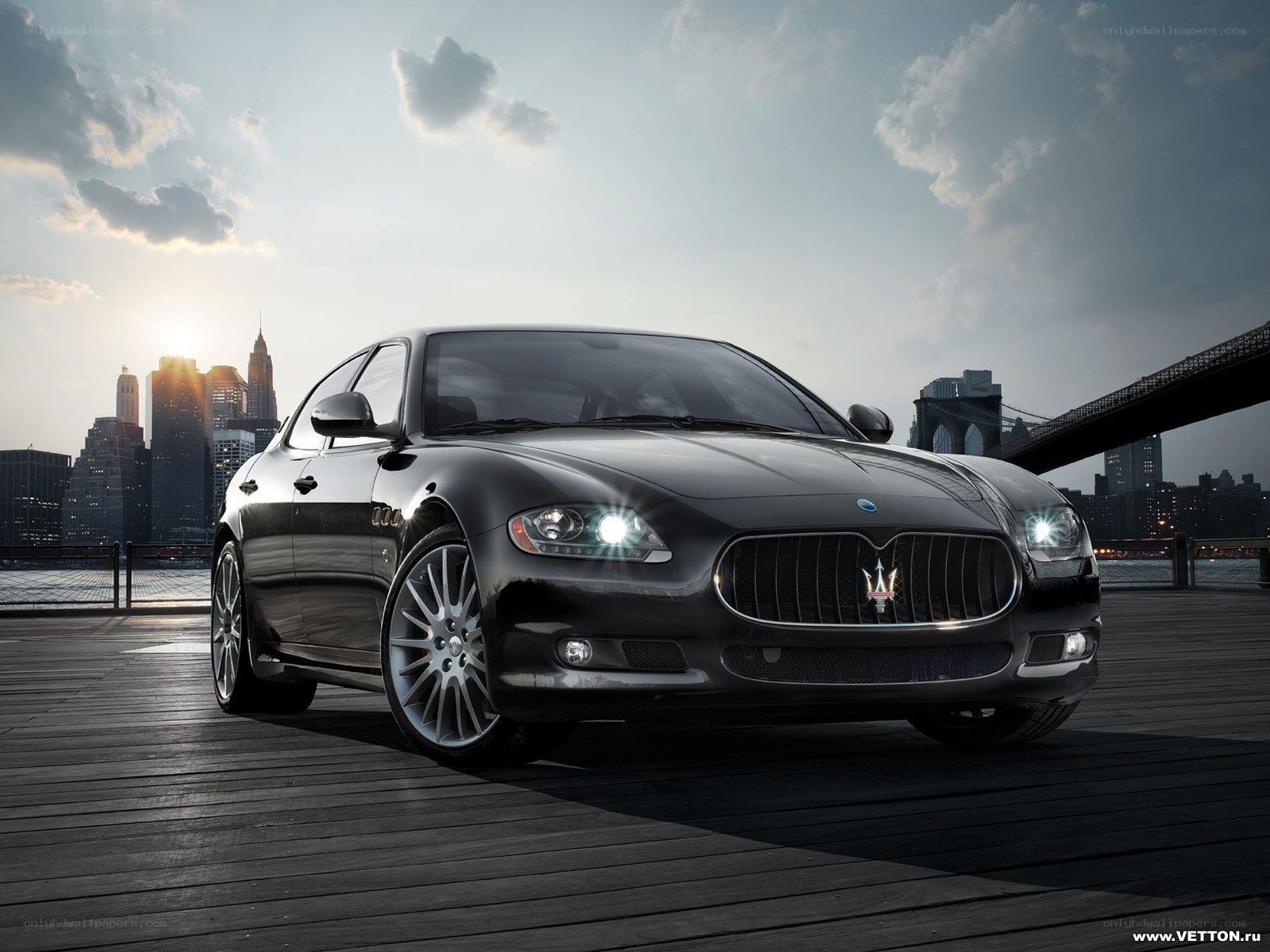 Maserati sedan on pier
