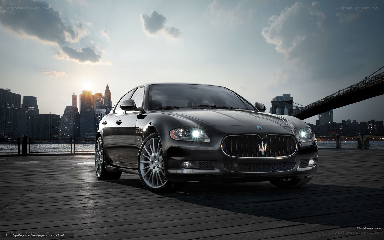Maserati sedan on pier