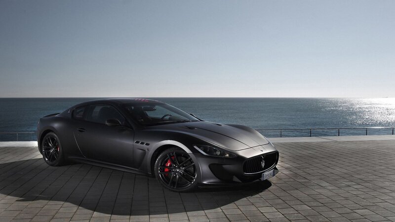 Maserati sports car by the sea