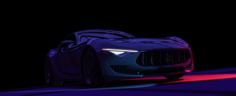 Maserati Sports Car — Purple, Dramatic
