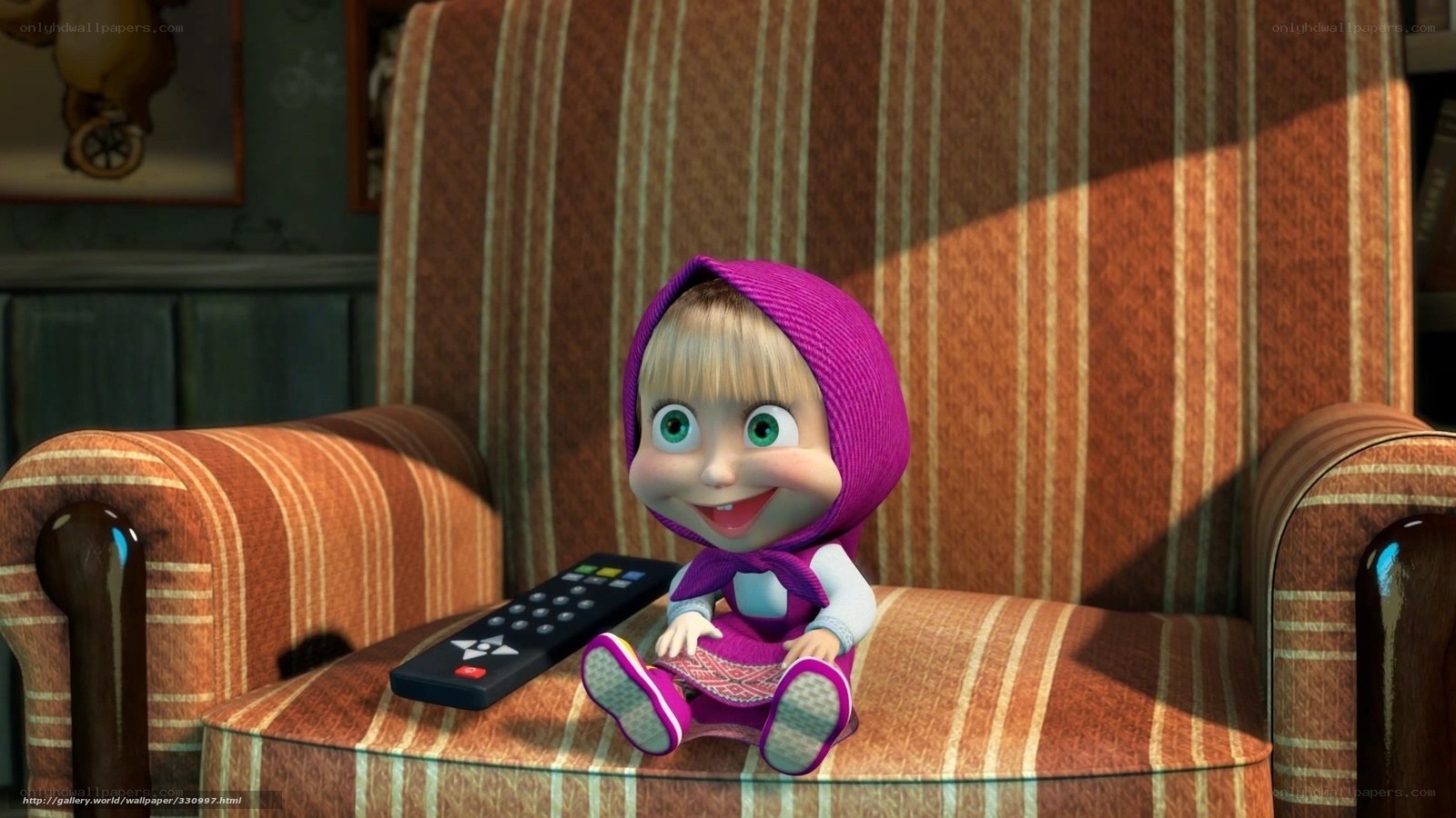 Masha sitting on a chair