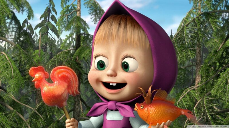 Masha with Candy and Fish — Purple