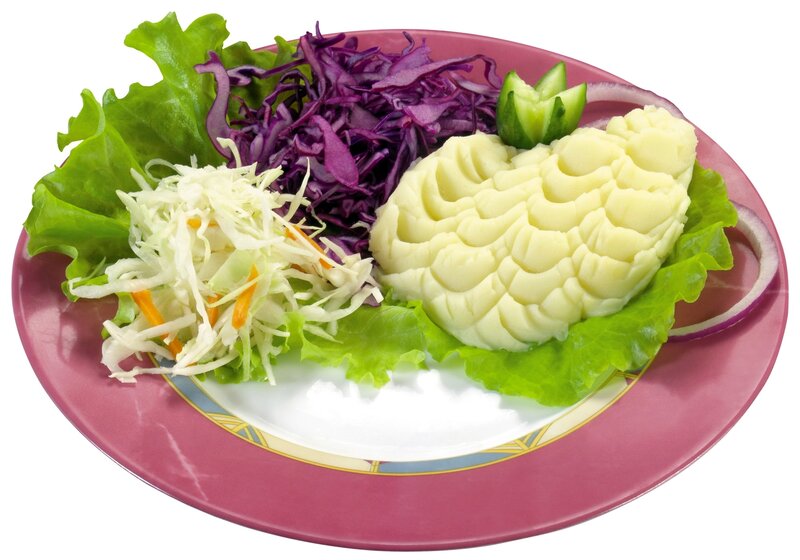mashed potatoes with salad