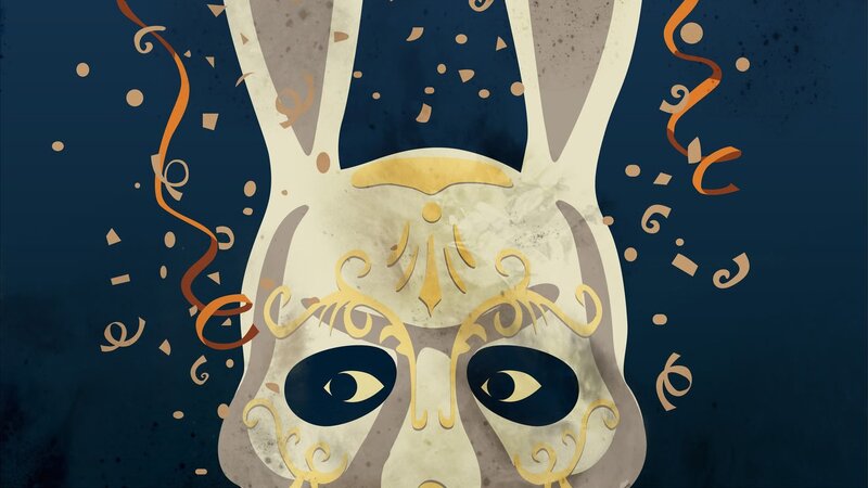 mask with confetti celebration