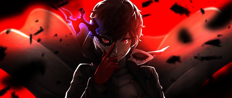Masked Anime Character — Red, Dramatic, Red Eyes