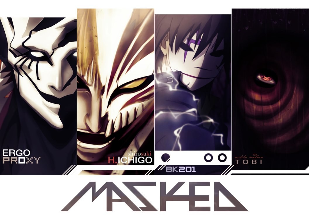 Masked anime characters collage