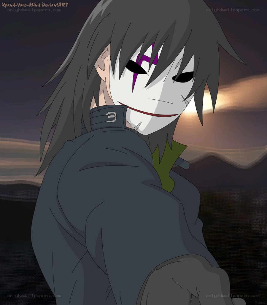 masked character at sunset
