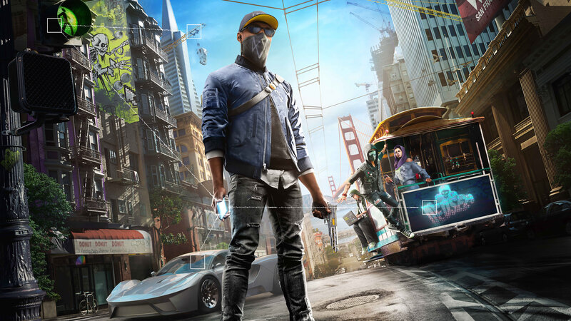 Masked Character in City — Blue