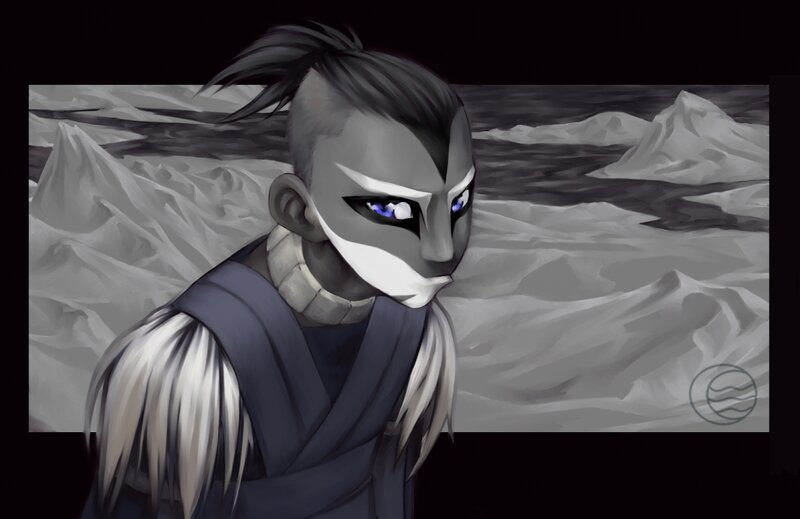 Masked Character in Snow — Gray