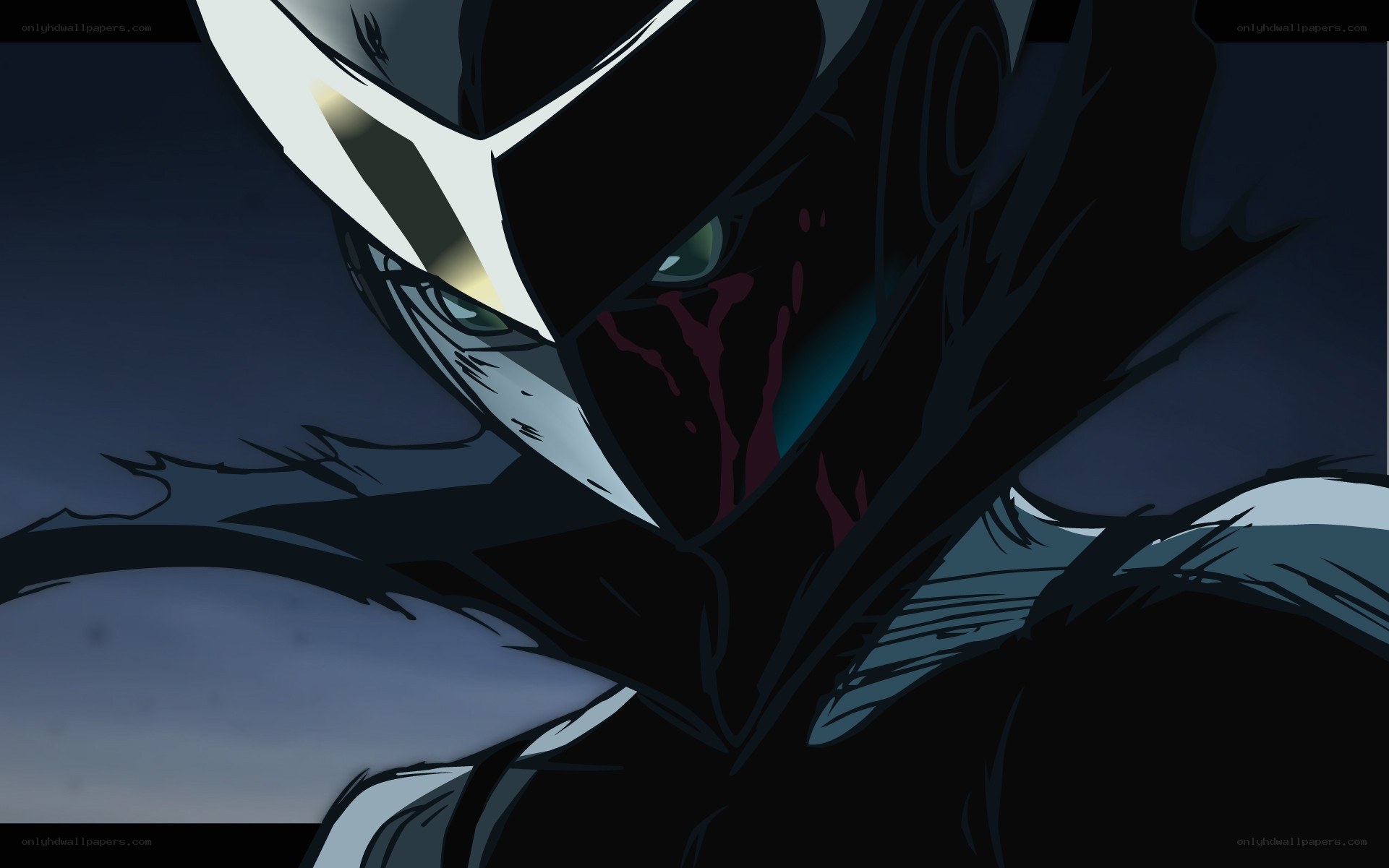 masked character with blood