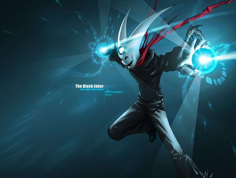 Masked Character with Energy Spheres