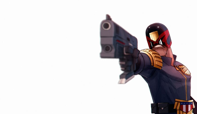 Masked Character with Gun — Black, Dramatic