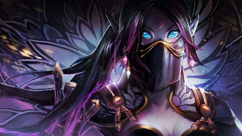Masked Character with Purple Hair