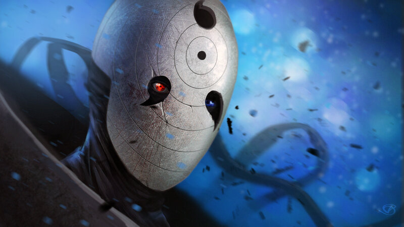 Masked Character with Red Eyes — Blue