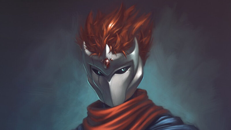 Masked Character with Red Hair — Gray