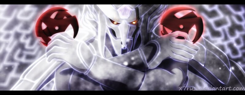 Masked Character with Red Orbs