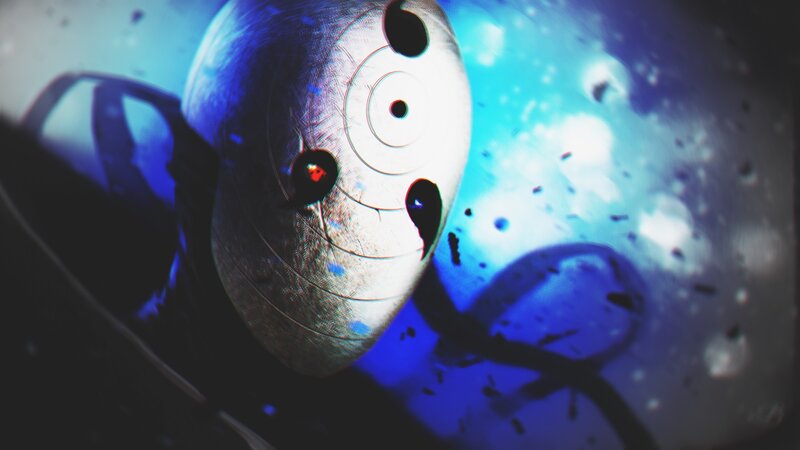 Masked Figure in Blue Light