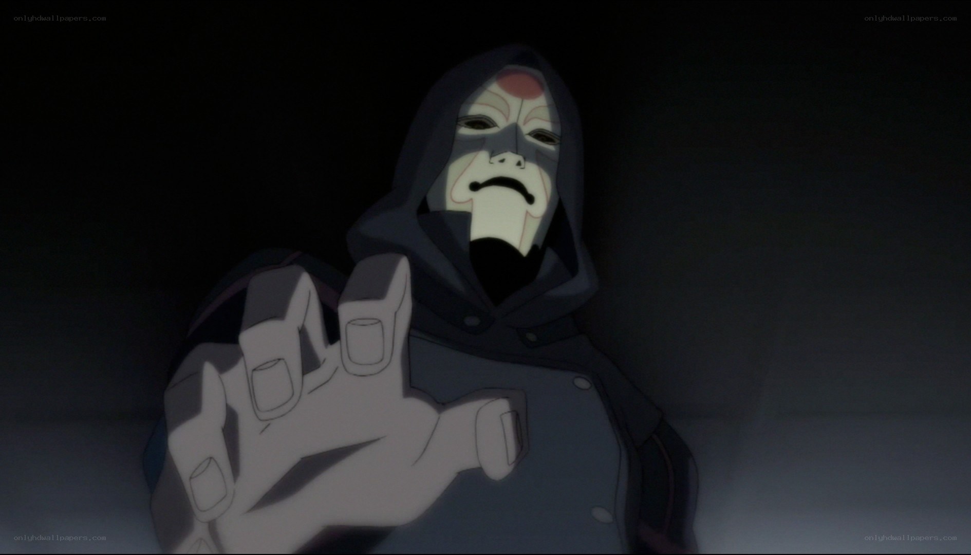 masked figure in dark cloak