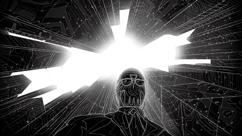 Masked Figure in Digital Space