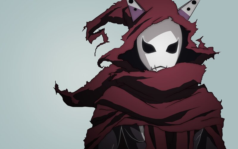 Masked Figure in Red Cloak — Dramatic, Anime