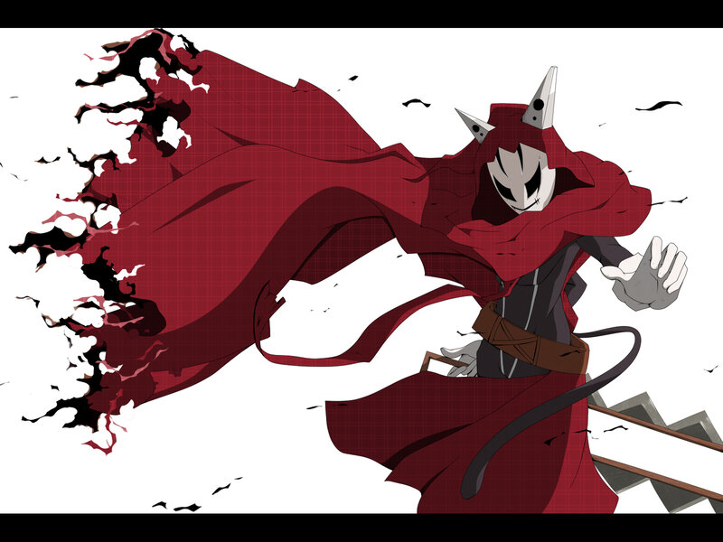 Masked Figure in Red Cloak — Dramatic