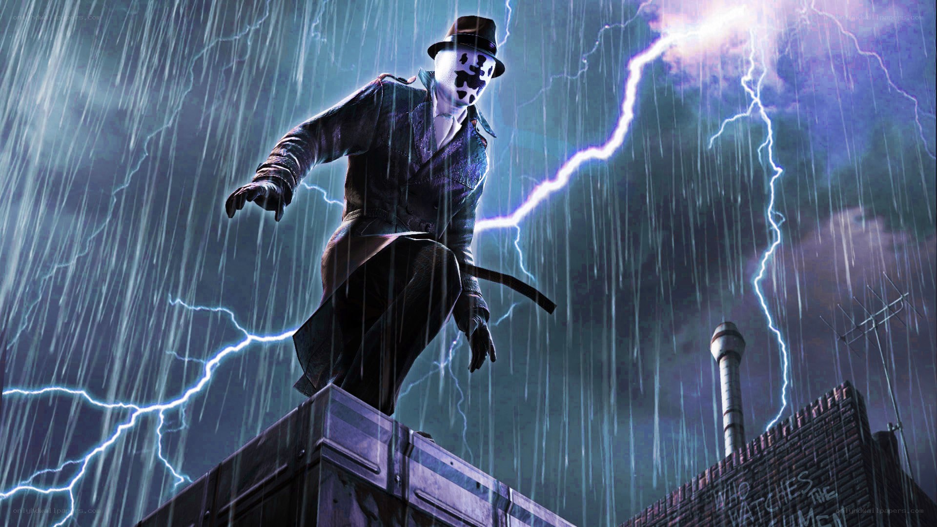 masked figure in storm