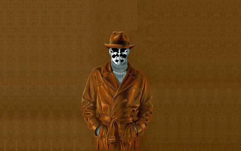 Masked Figure in Trench Coat — Brown, Dramatic