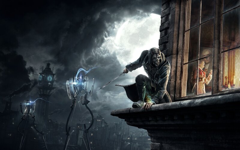 Masked Figure on Ledge — Black