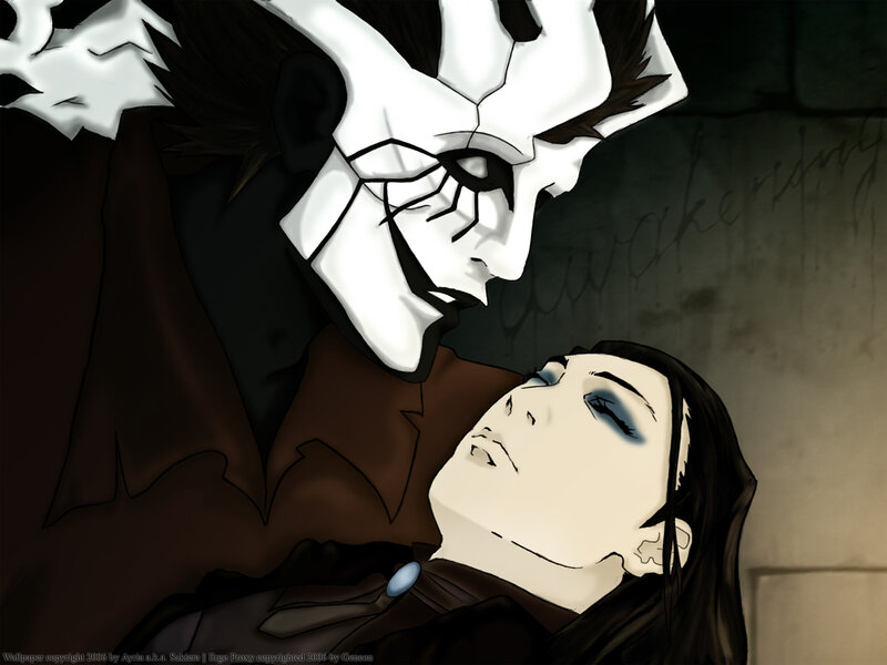 Masked figure over unconscious woman