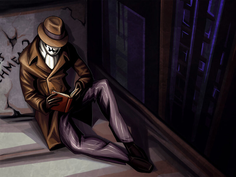 masked figure reading book