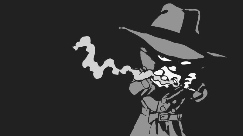 Masked Figure Smoking — Black, Dramatic