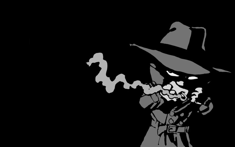 Masked Figure Smoking — Black