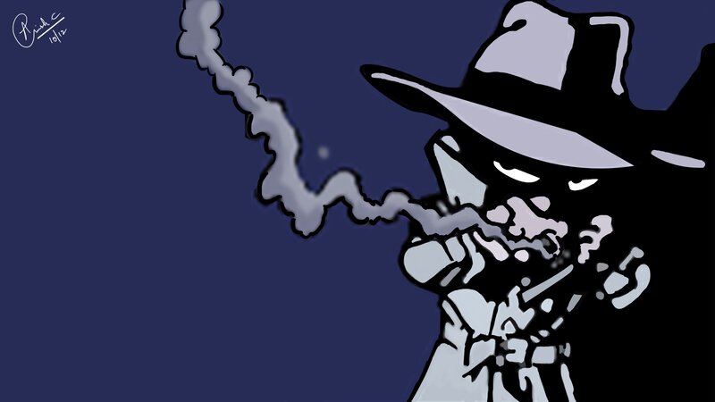 Masked Figure Smoking — Blue