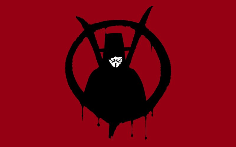 Masked Figure with Anarchy Symbol
