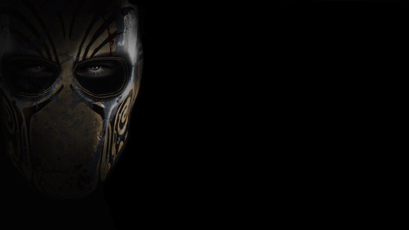 masked figure with blood