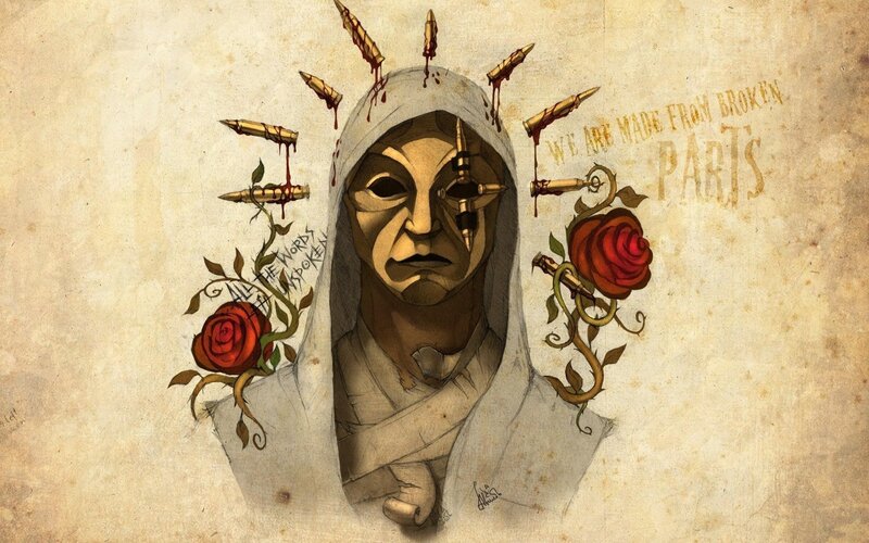 Masked Figure with Bullets