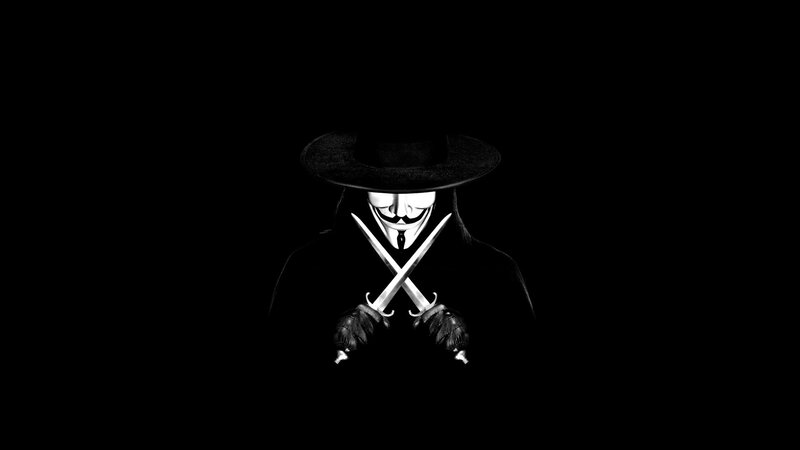 masked figure with crossed swords