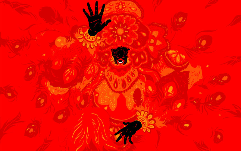 Masked Figure with Feathers