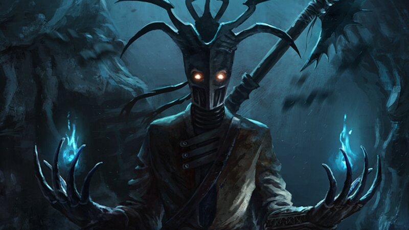 Masked Figure with Glowing Eyes — Blue