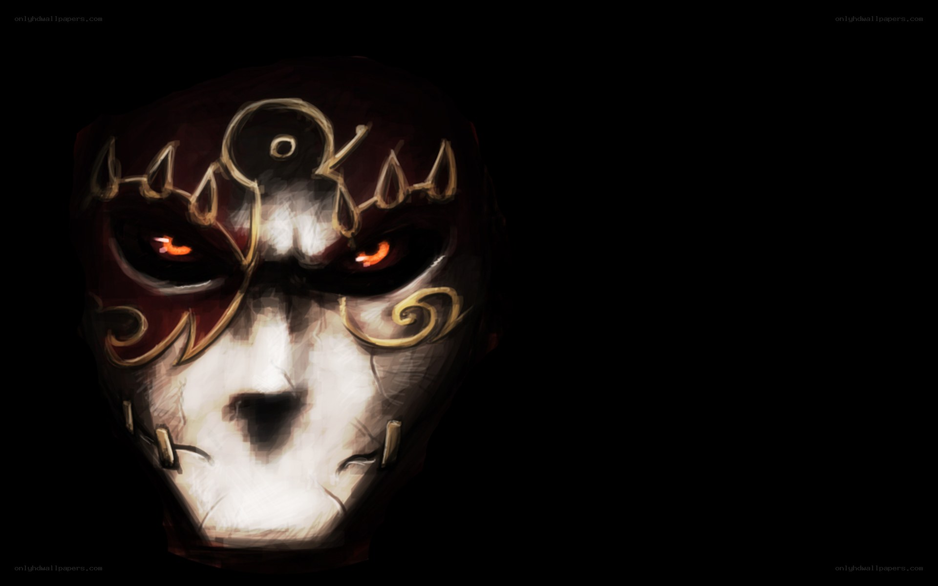 masked figure with glowing eyes