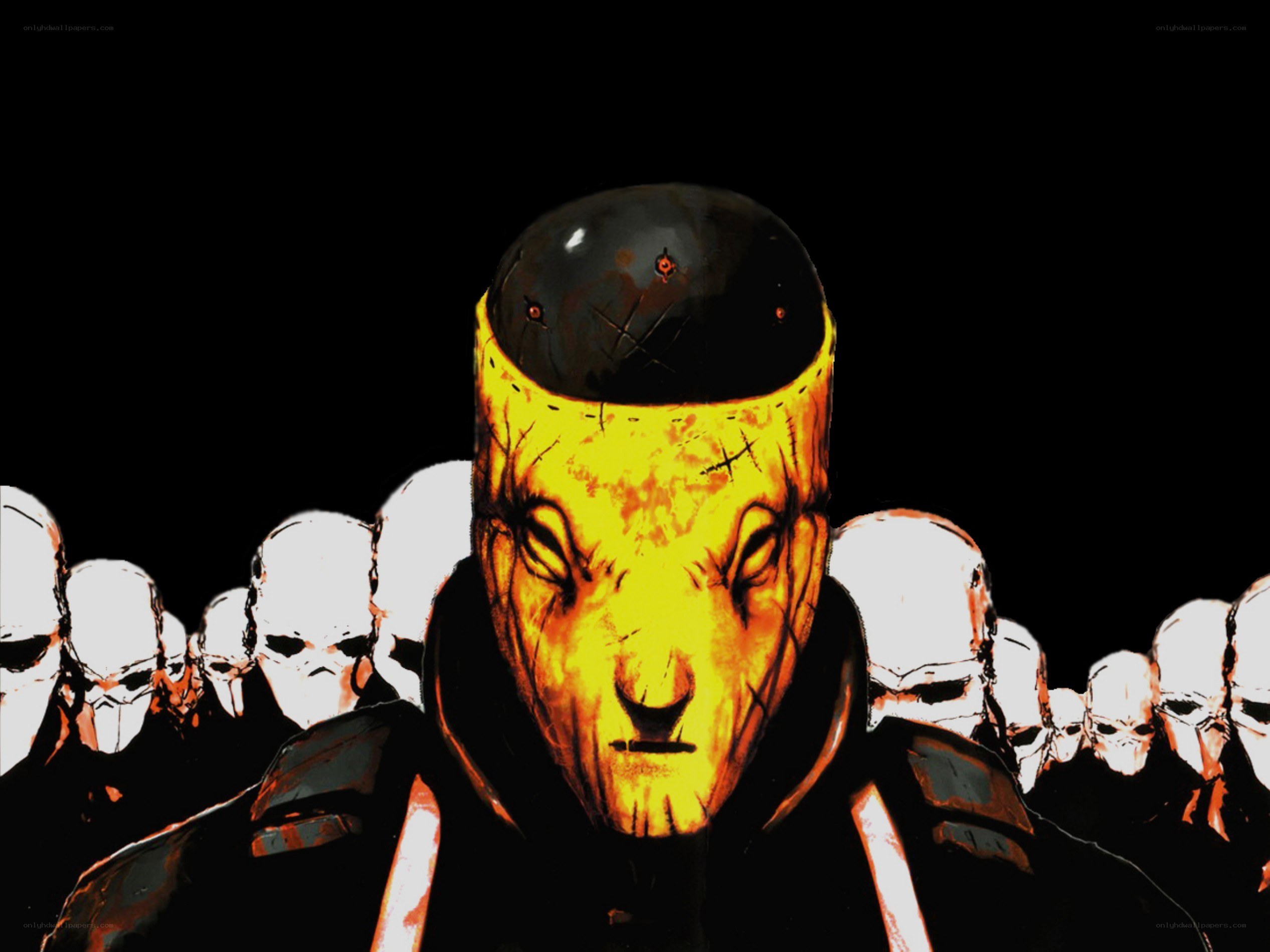 masked figure with glowing face
