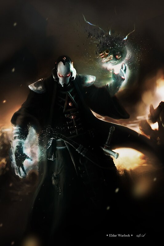 Masked Figure with Glowing Hands