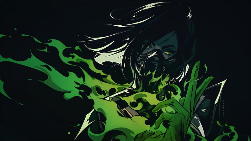 Masked Figure with Green Energy