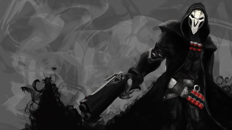 Masked Figure with Gun — Black, Dramatic