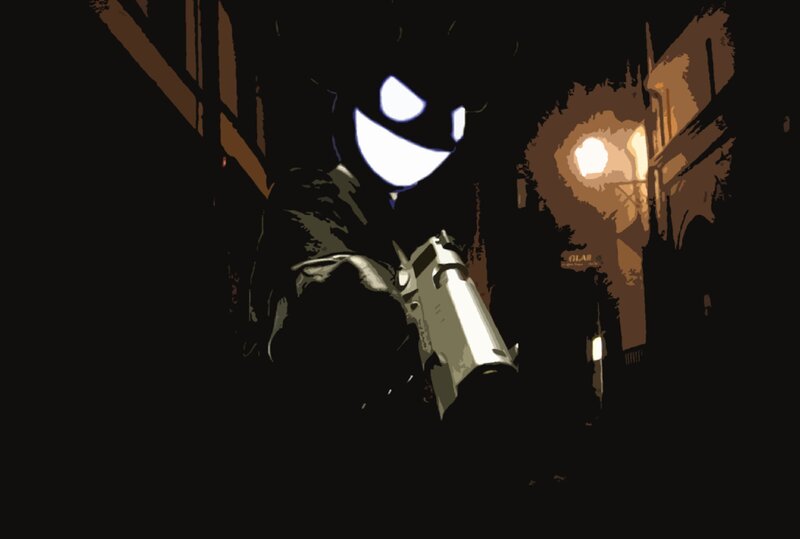 Masked Figure with Gun — Black