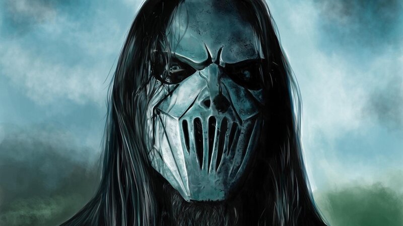 Masked Figure with Long Hair — Blue, Dramatic, Ominous